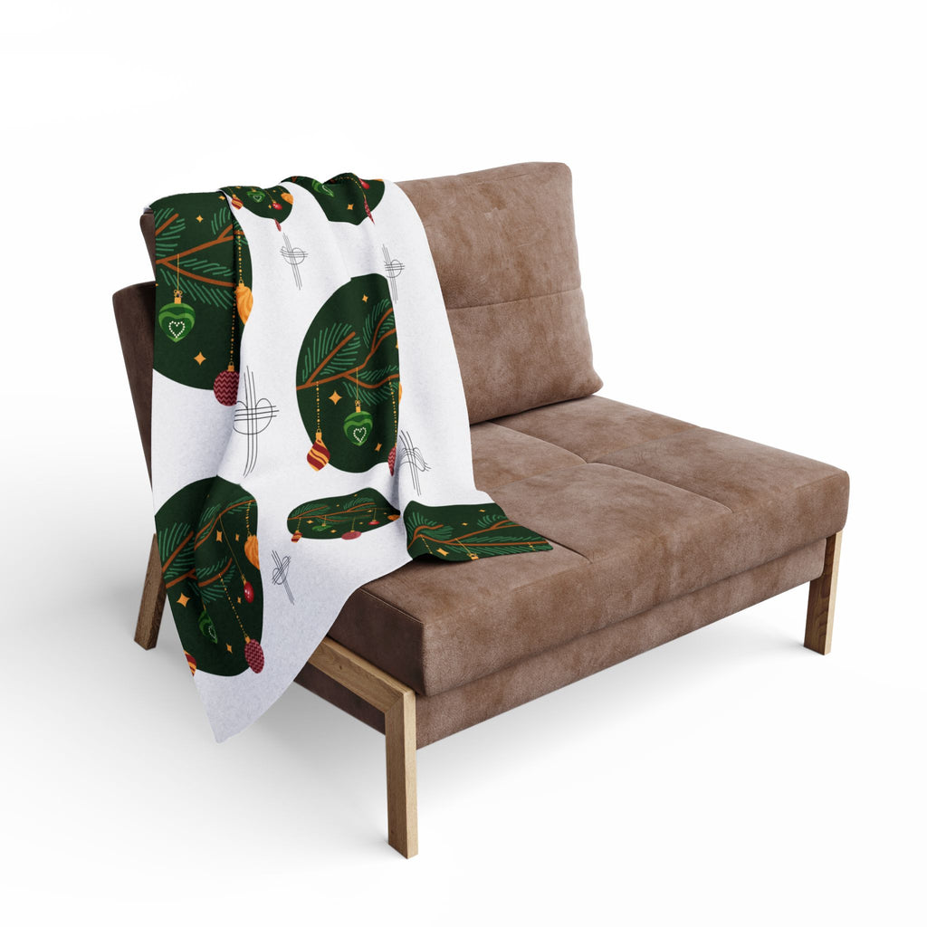 Soft Arctic fleece blanket draped over couch during holiday season
