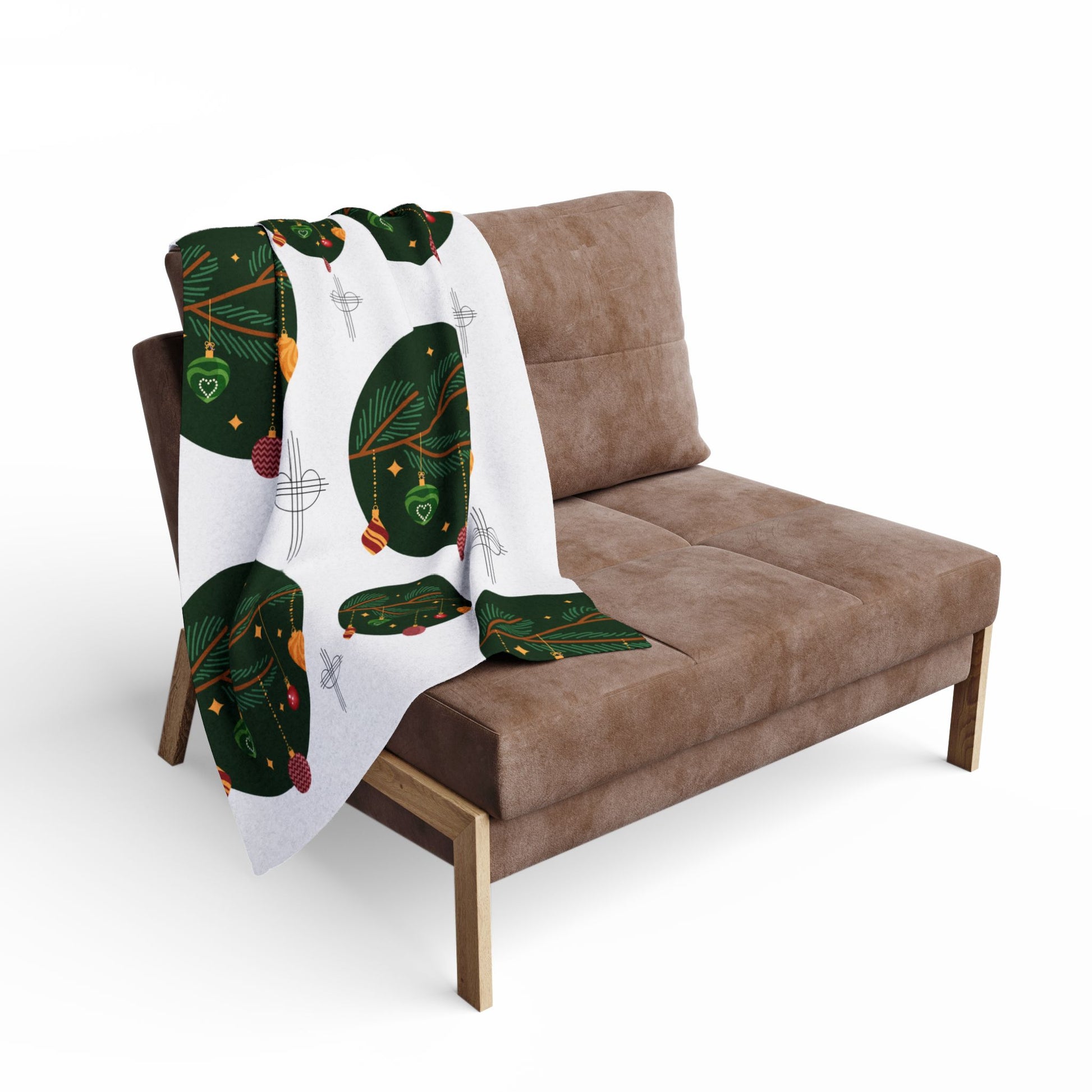 Soft Arctic fleece blanket draped over couch during holiday season