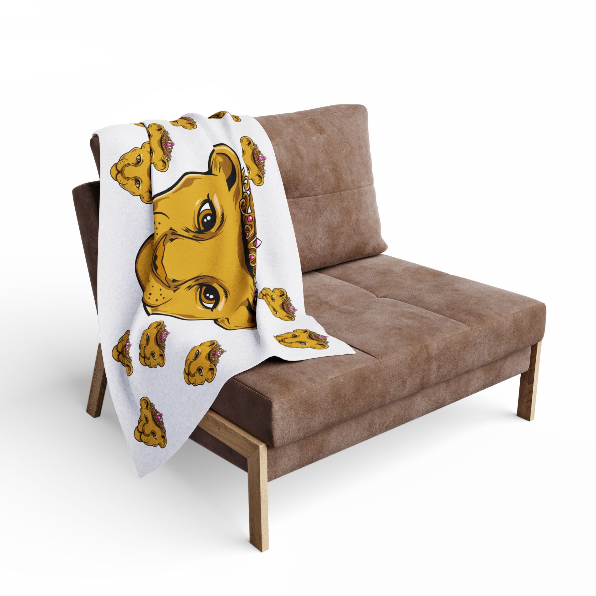 Baby girl white fleece blanket with Princess  lioncup motif – PRINCESS collection