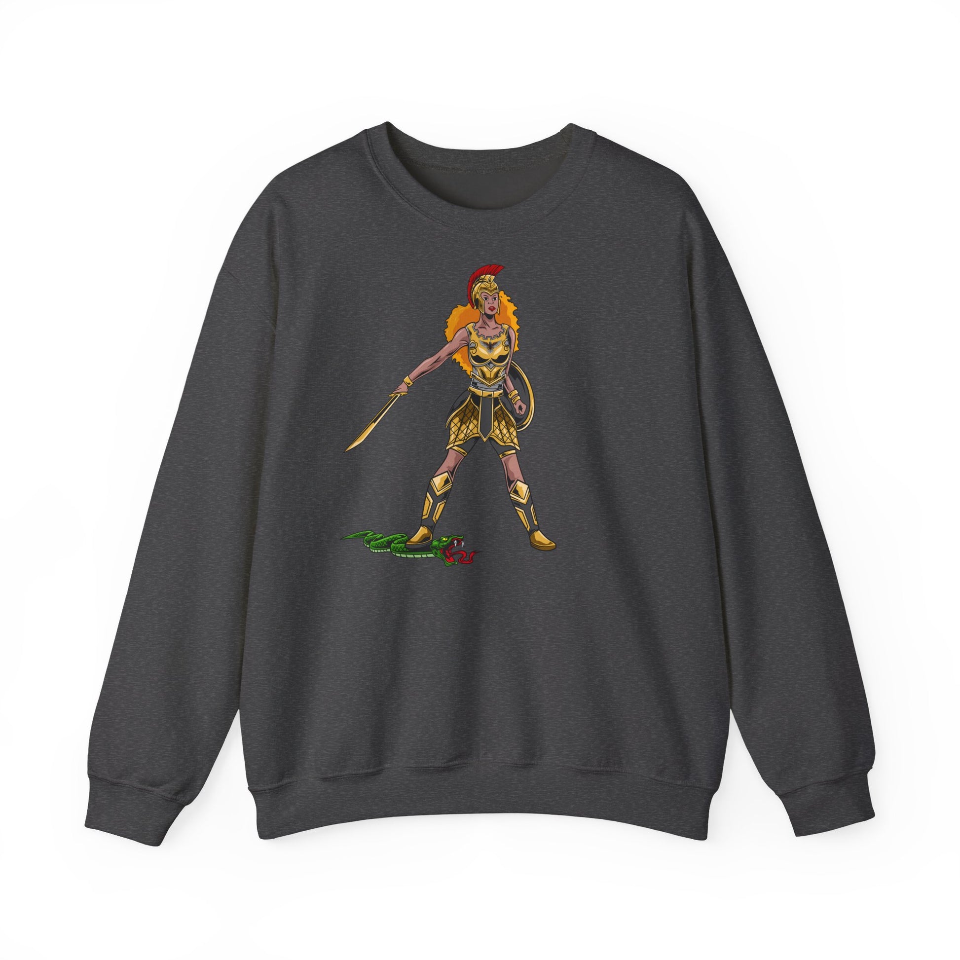 Flatlay of The Woman of Faith Christian sweatshirt – full armor of God design