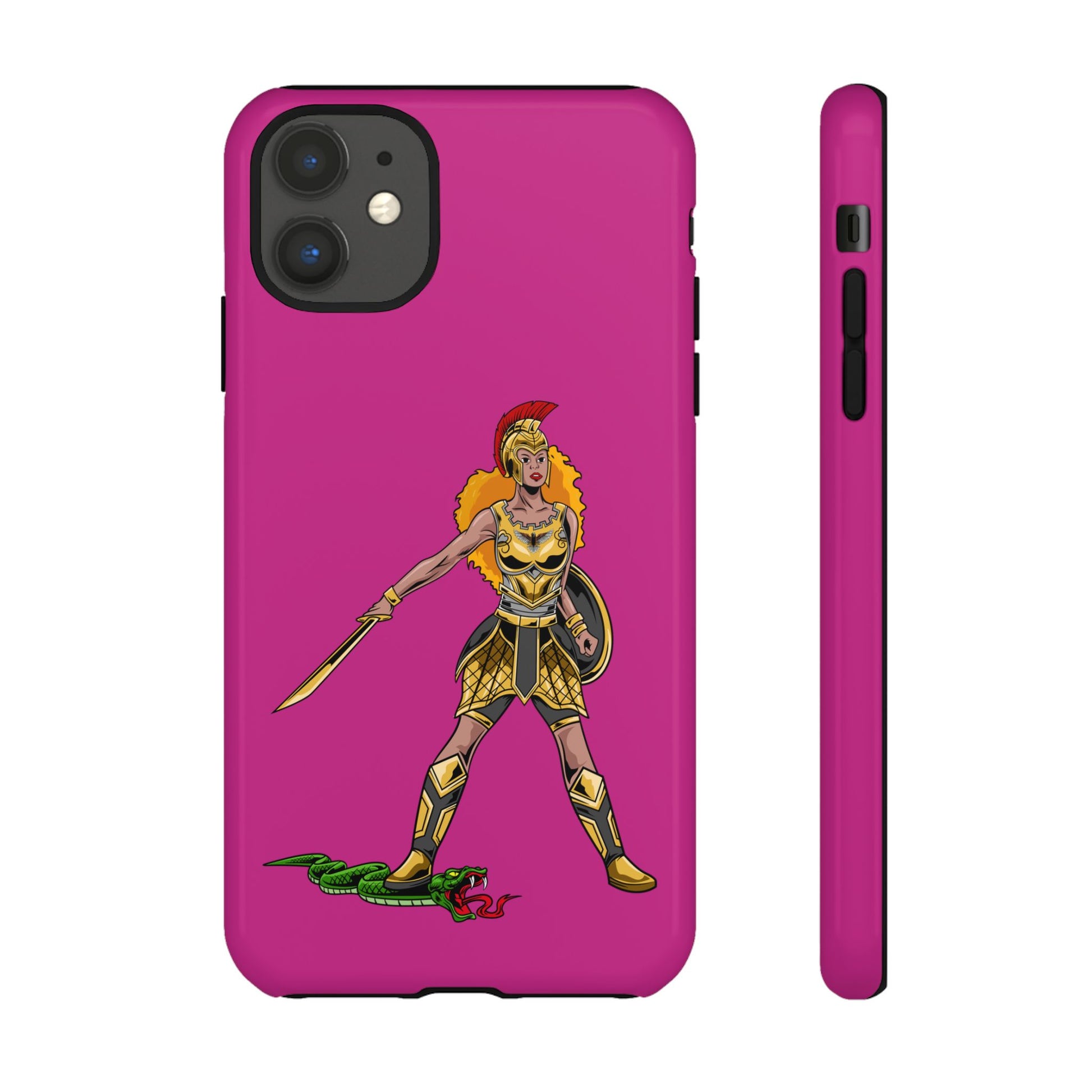 Pink The Woman of Faith phone case with Christian armor design – strength and beauty in Christ