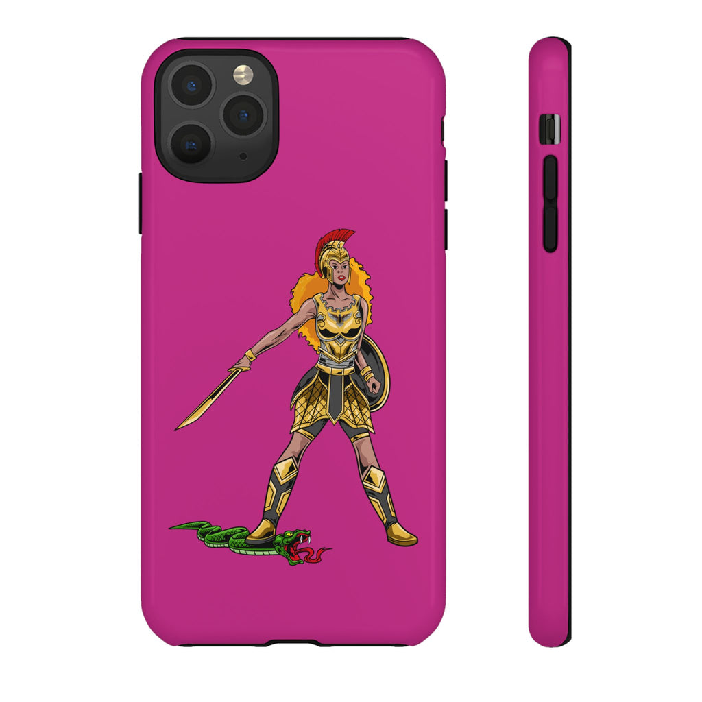 Inspirational pink Christian phone cover – The Woman of Faith with full armor symbolism