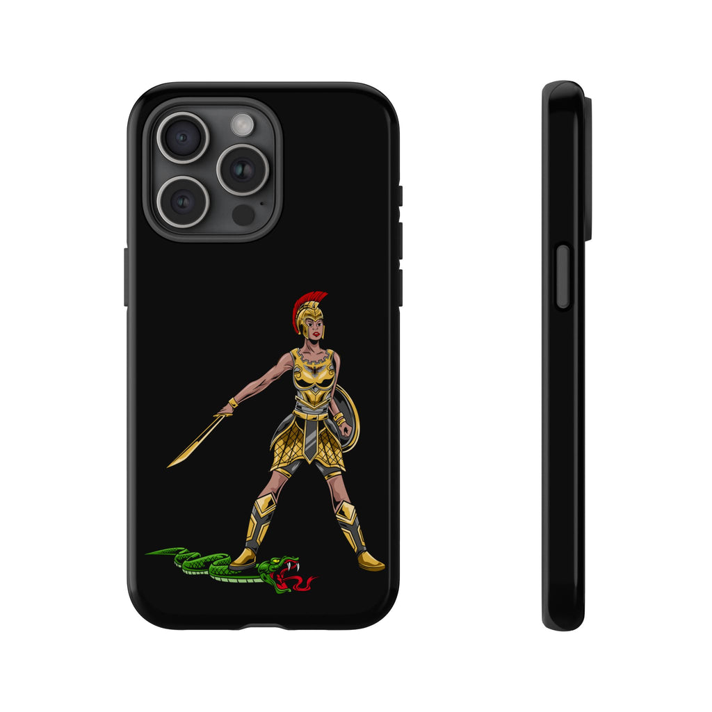 Faith-inspired black phone cover for women of God – strong and courageous style