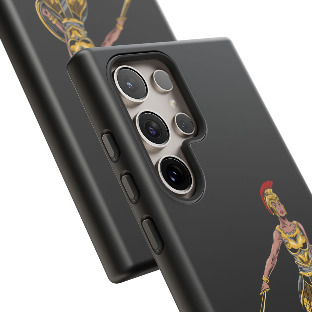 Faith-inspired black phone cover for women of God – strong and courageous style