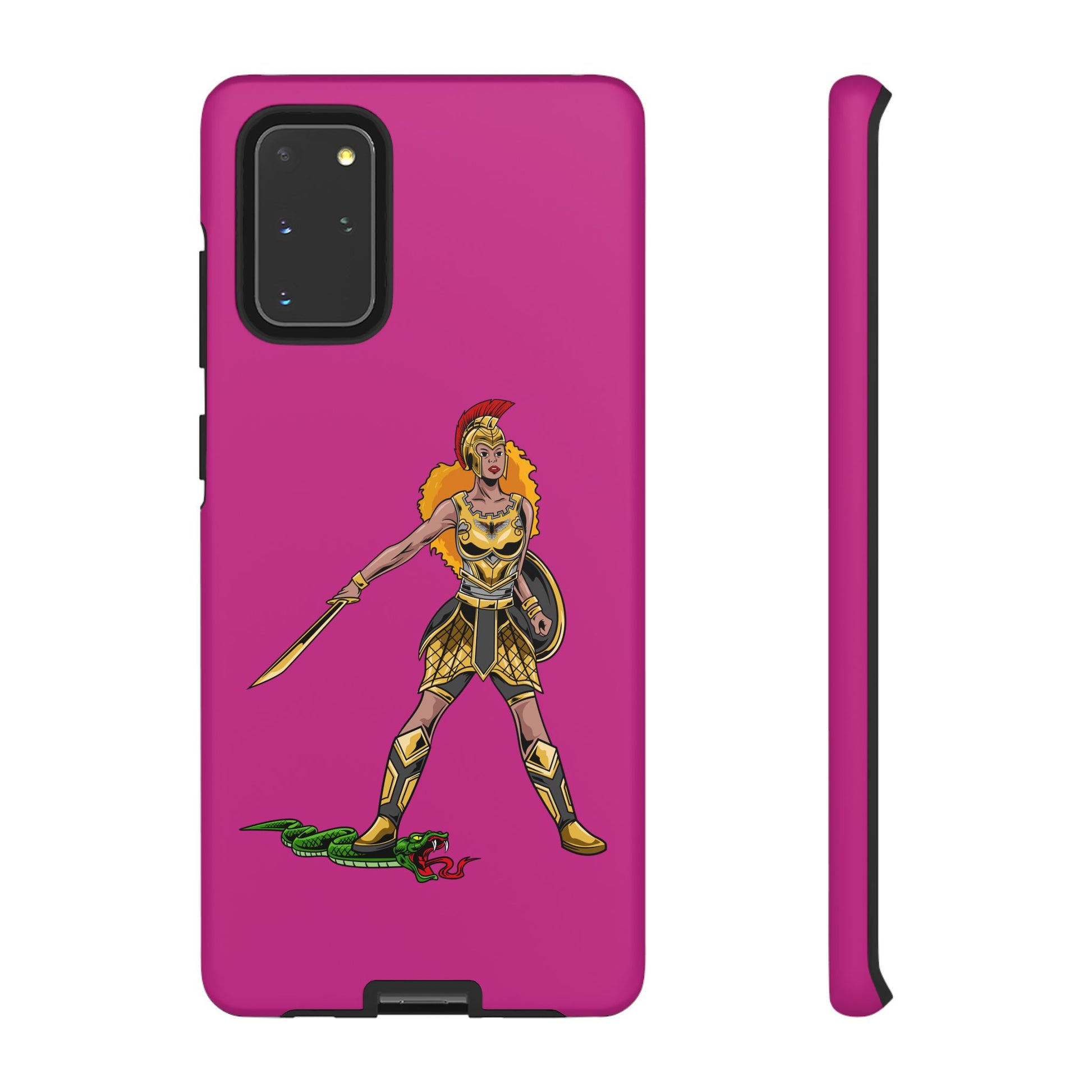 Inspirational pink Christian phone cover – The Woman of Faith with full armor symbolism