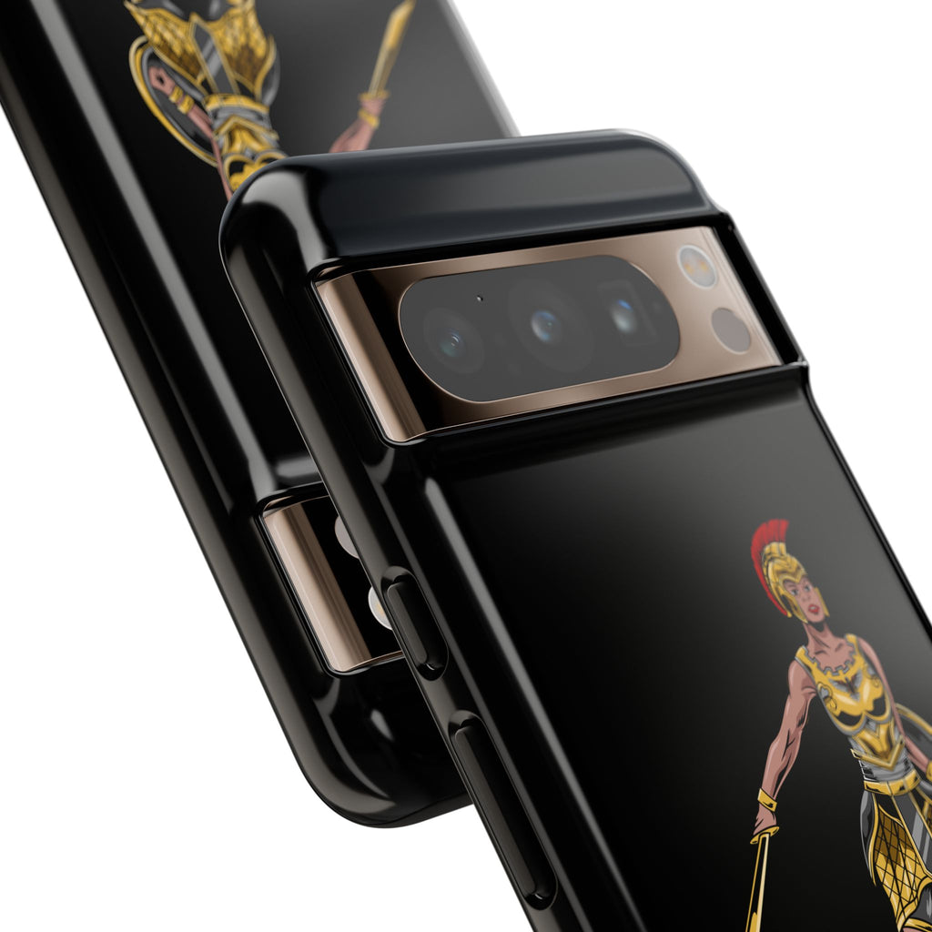 Faith-inspired black phone cover for women of God – strong and courageous style