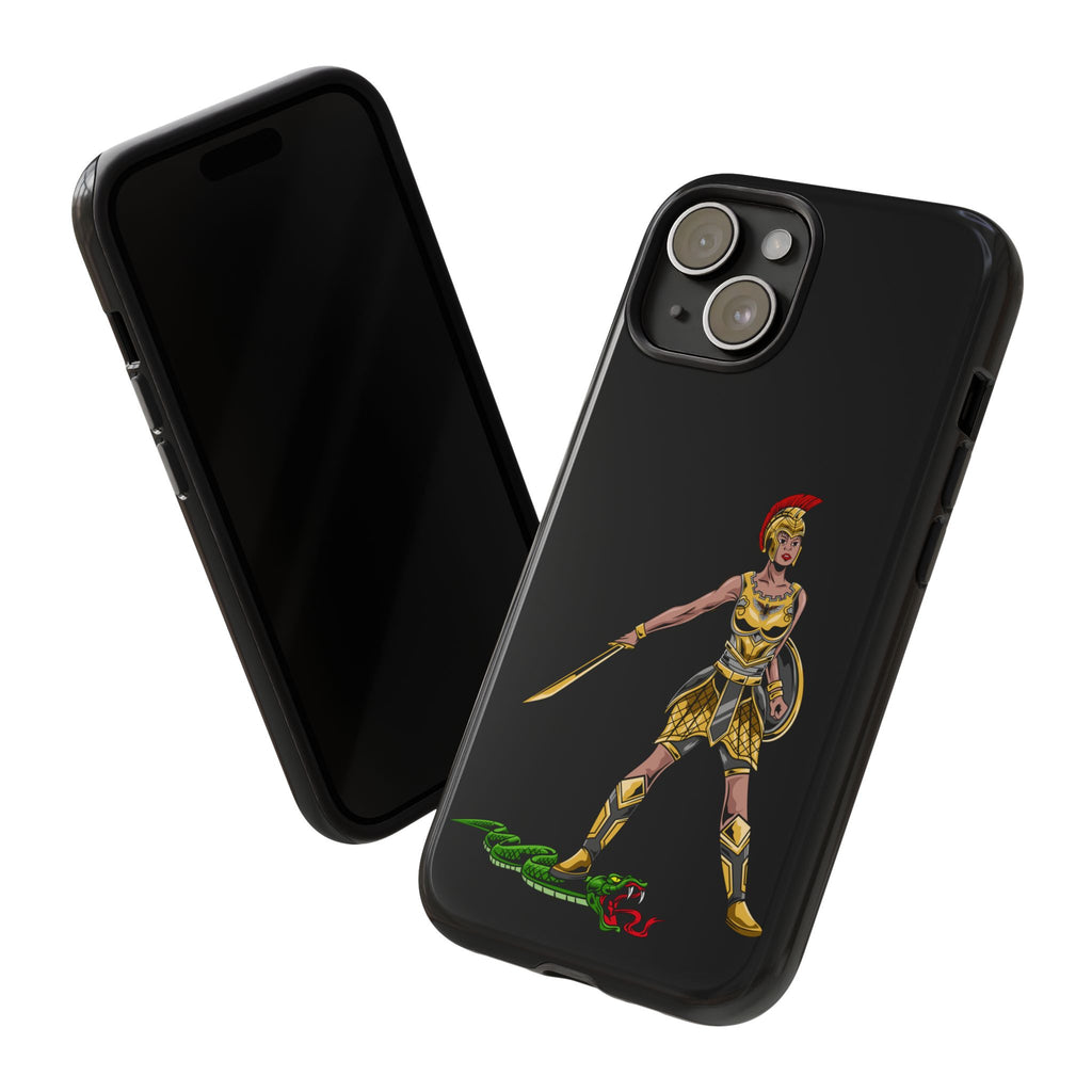 Faith-inspired black phone cover for women of God – strong and courageous style