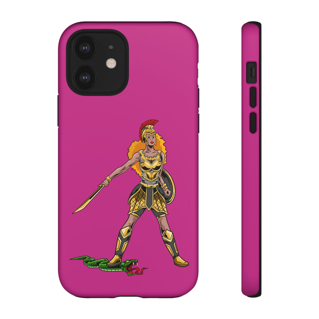 Inspirational pink Christian phone cover – The Woman of Faith with full armor symbolism