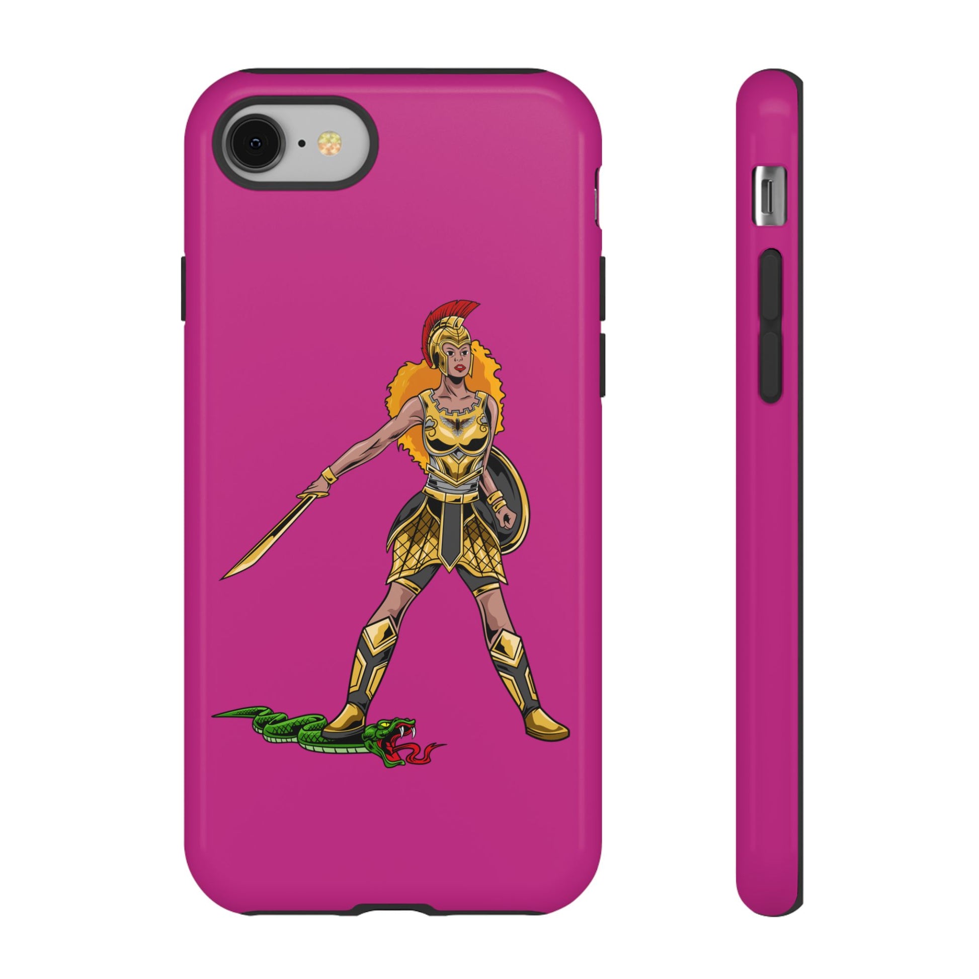 Pink The Woman of Faith phone case with Christian armor design – strength and beauty in Christ