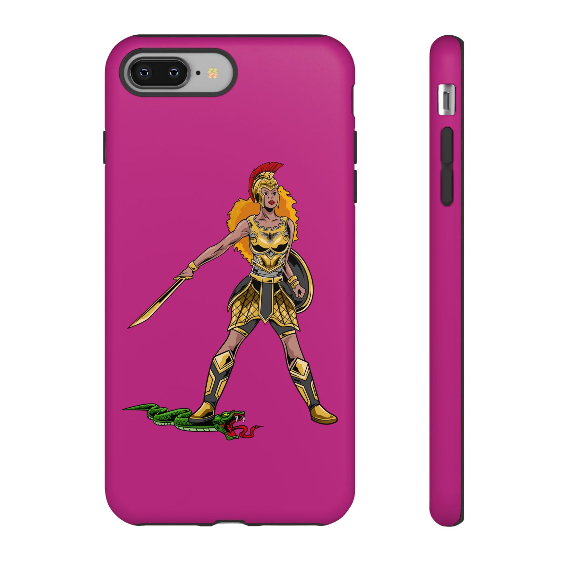 Pink The Woman of Faith phone case with Christian armor design – strength and beauty in Christ
