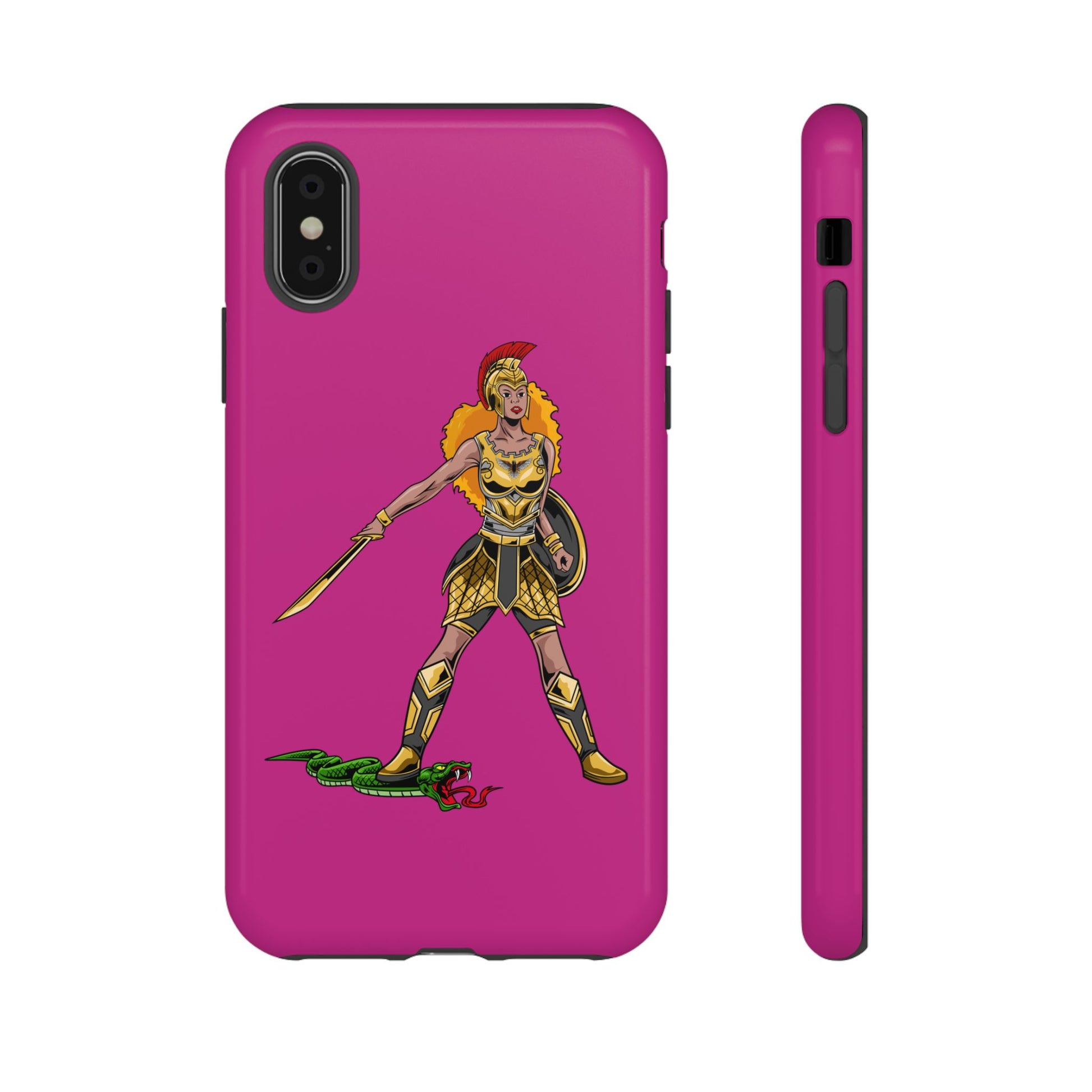 Pink The Woman of Faith phone case with Christian armor design – strength and beauty in Christ