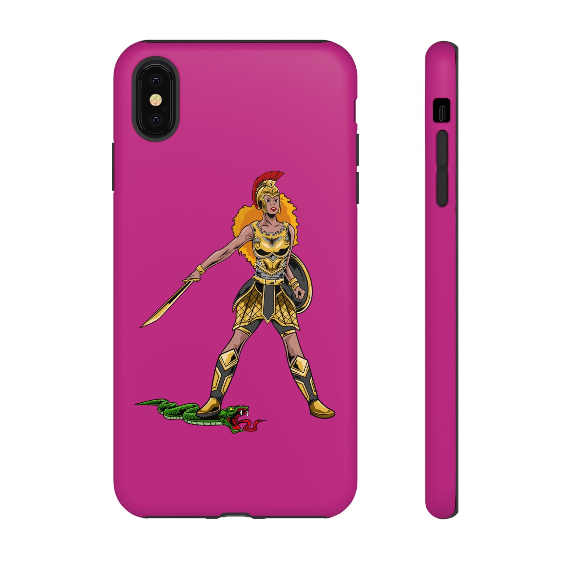Pink The Woman of Faith phone case with Christian armor design – strength and beauty in Christ