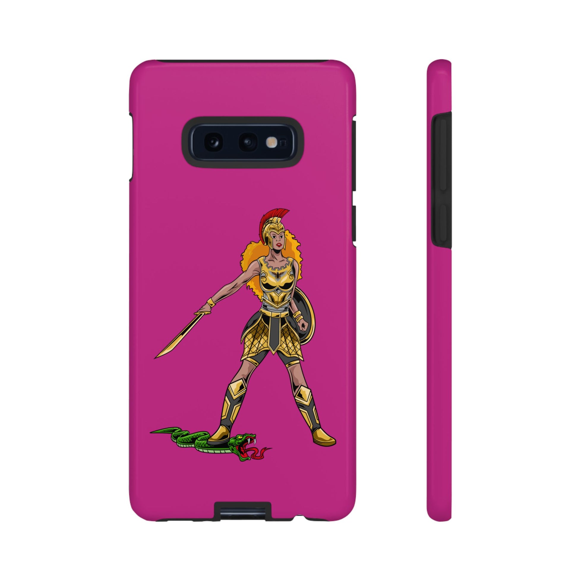 Pink The Woman of Faith phone case with Christian armor design – strength and beauty in Christ