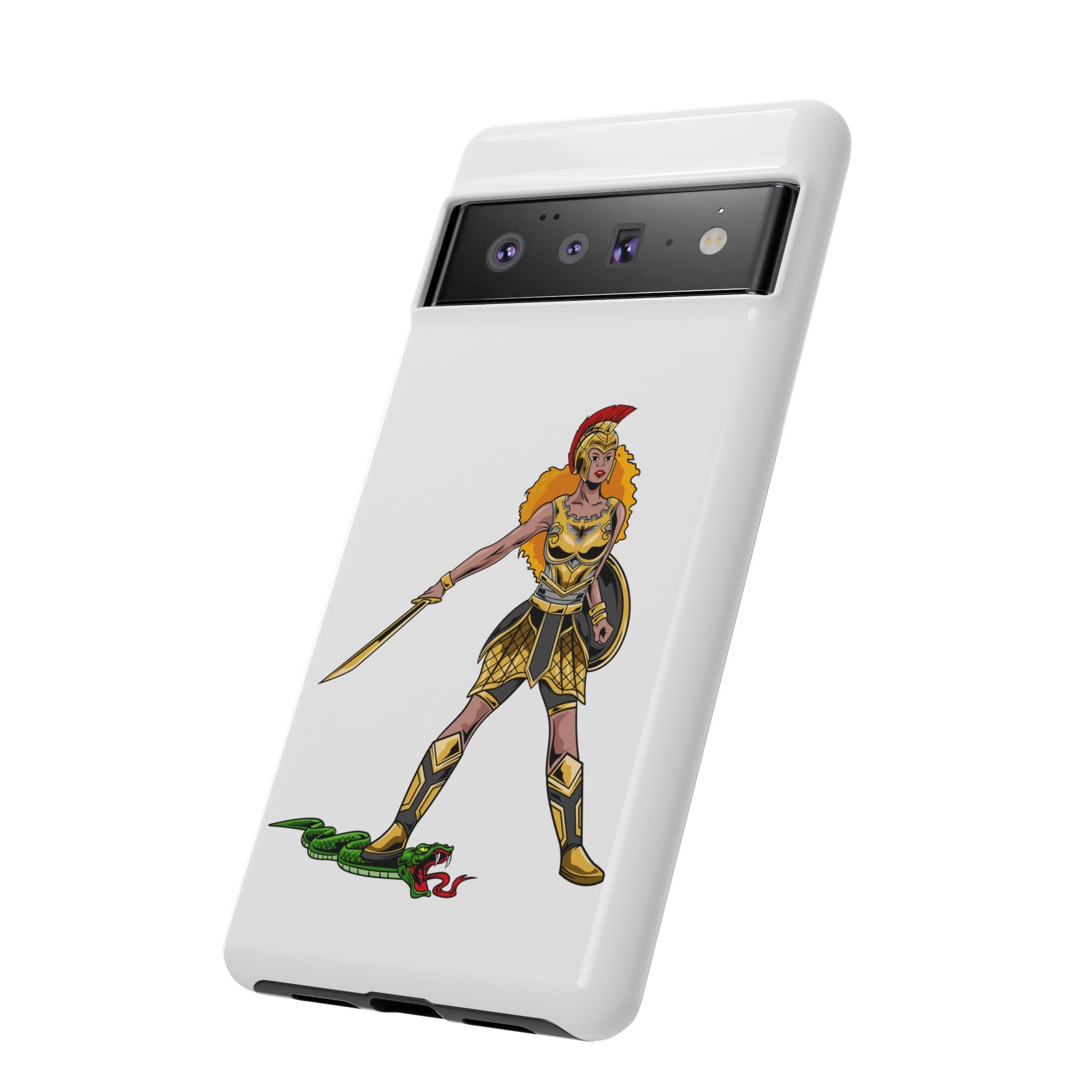 Minimalist white phone cover with “The Woman of Faith” print – faithwear with purpose