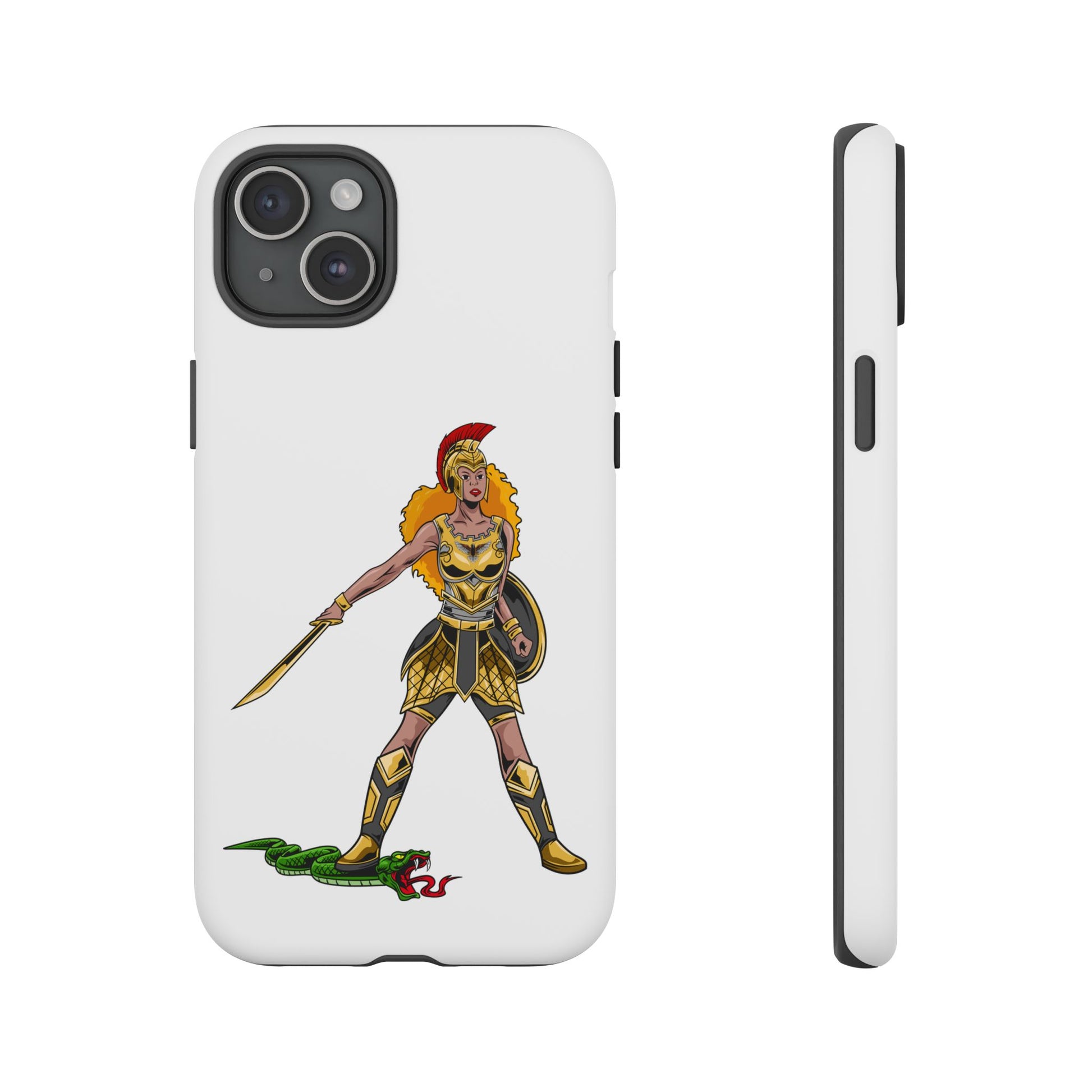 Minimalist white phone cover with “The Woman of Faith” print – faithwear with purpose