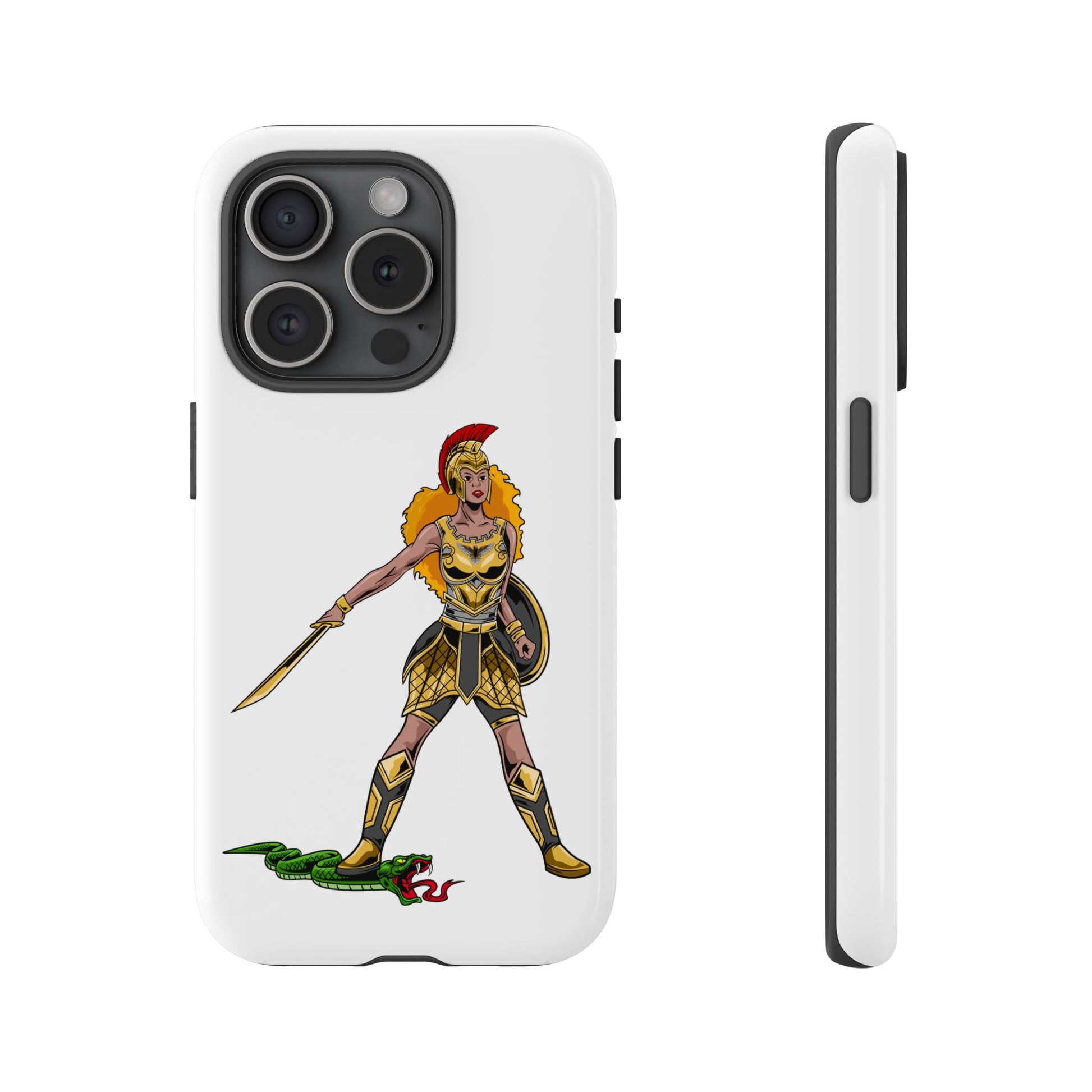 Minimalist white phone cover with “The Woman of Faith” print – faithwear with purpose