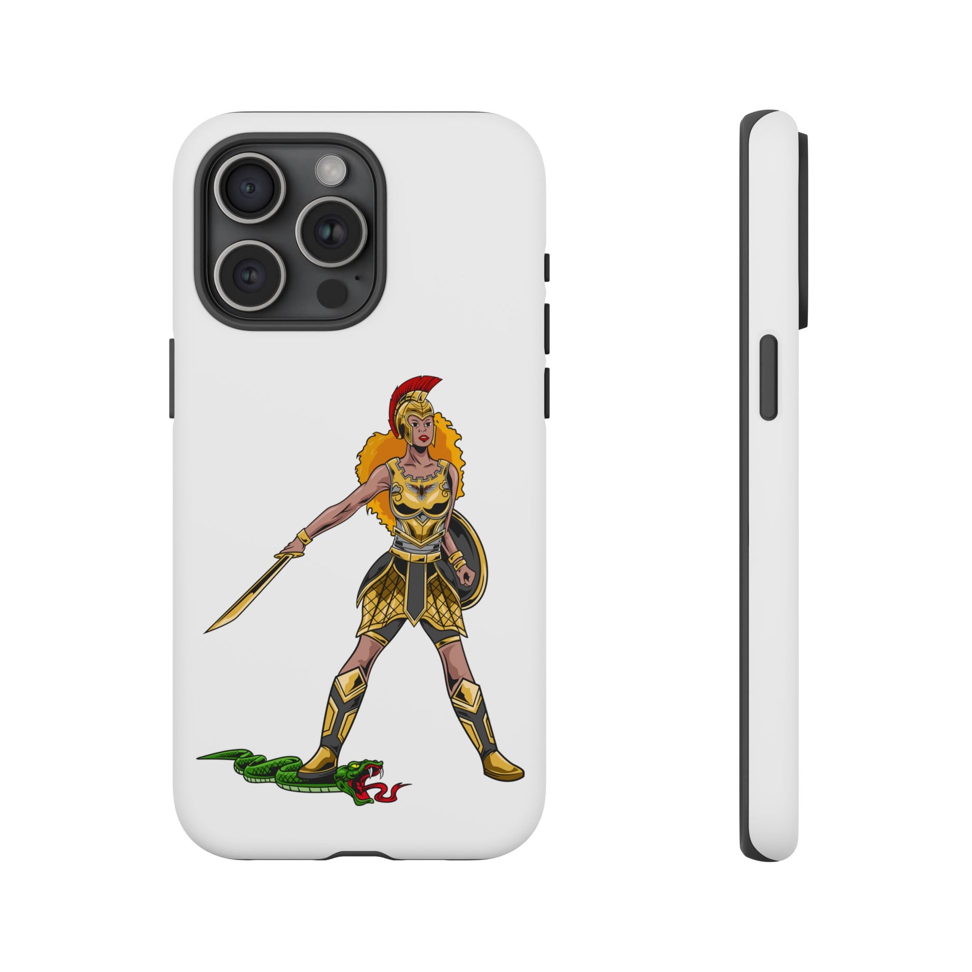 Minimalist white phone cover with “The Woman of Faith” print – faithwear with purpose