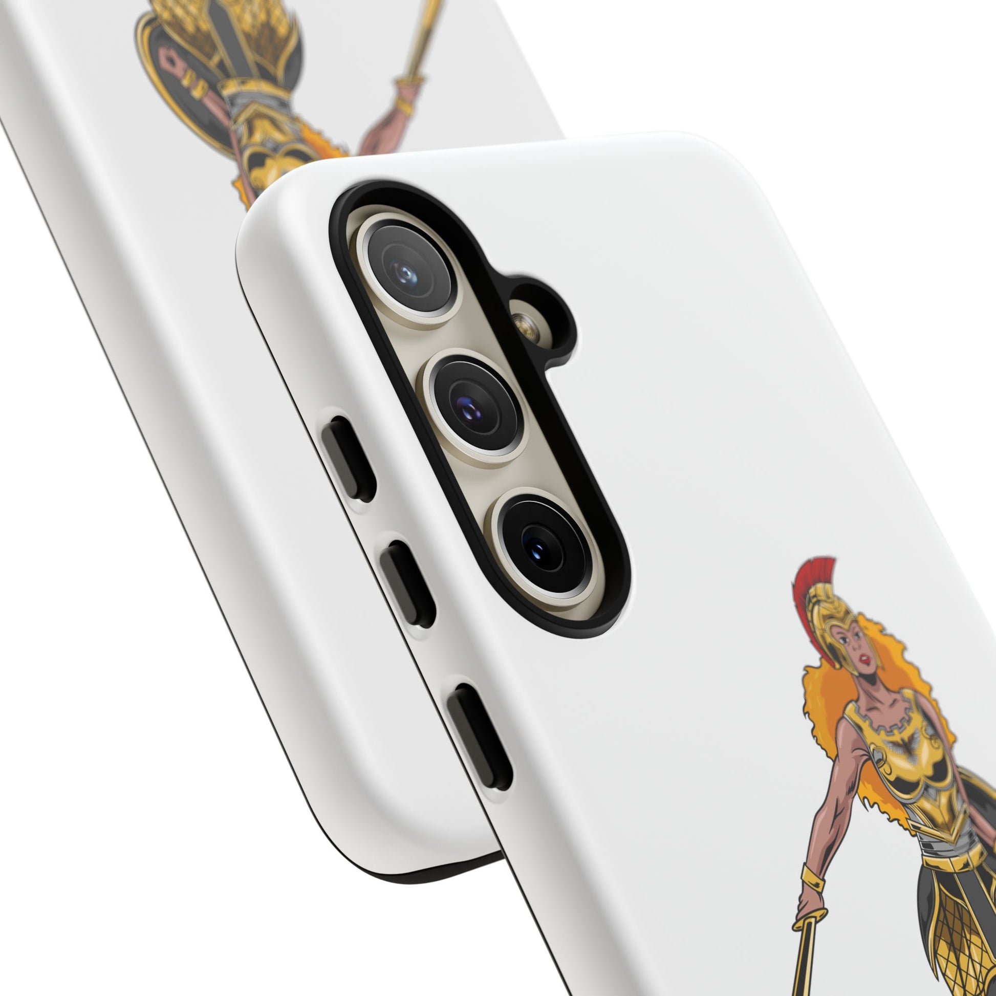 Minimalist white phone cover with “The Woman of Faith” print – faithwear with purpose