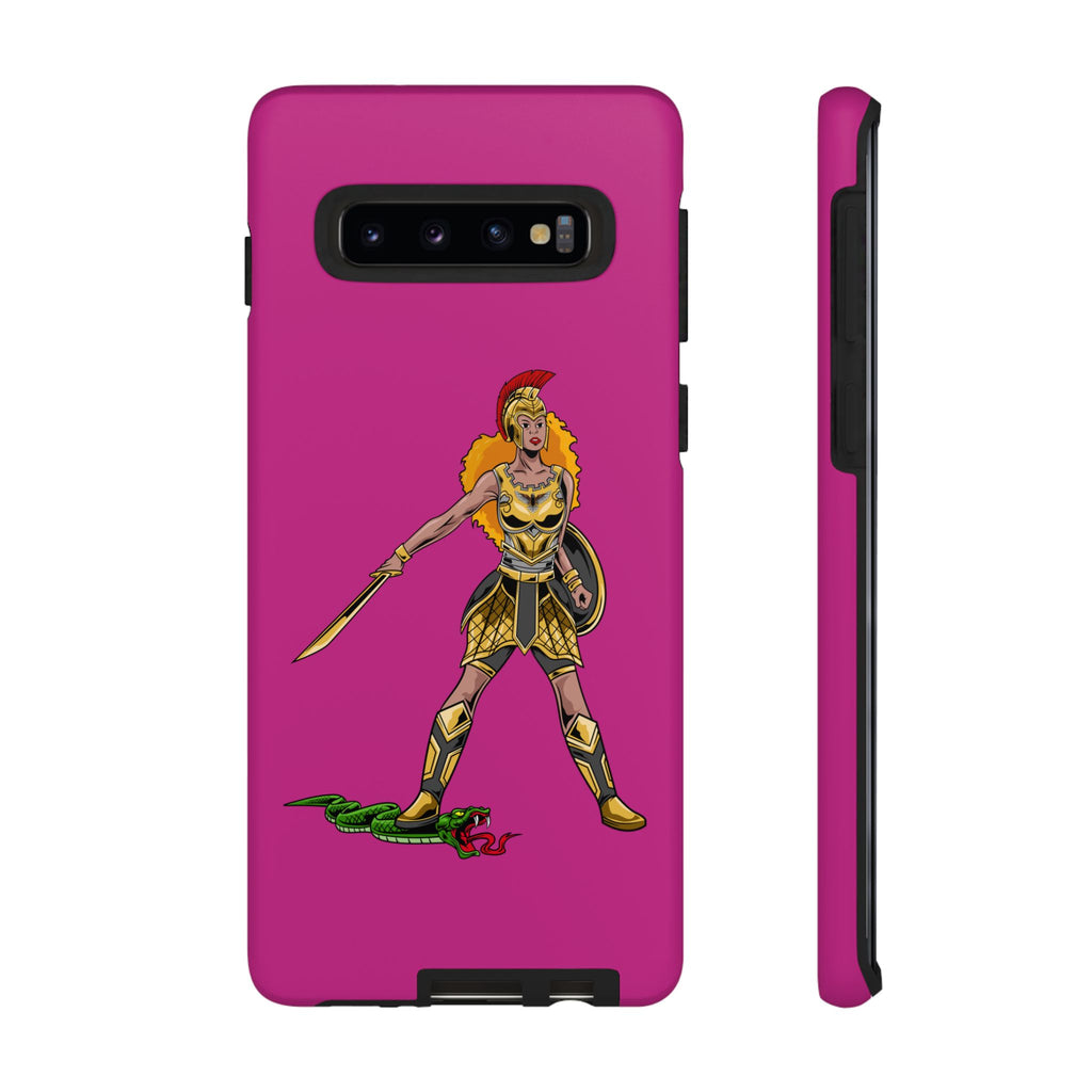 Pink The Woman of Faith phone case with Christian armor design – strength and beauty in Christ