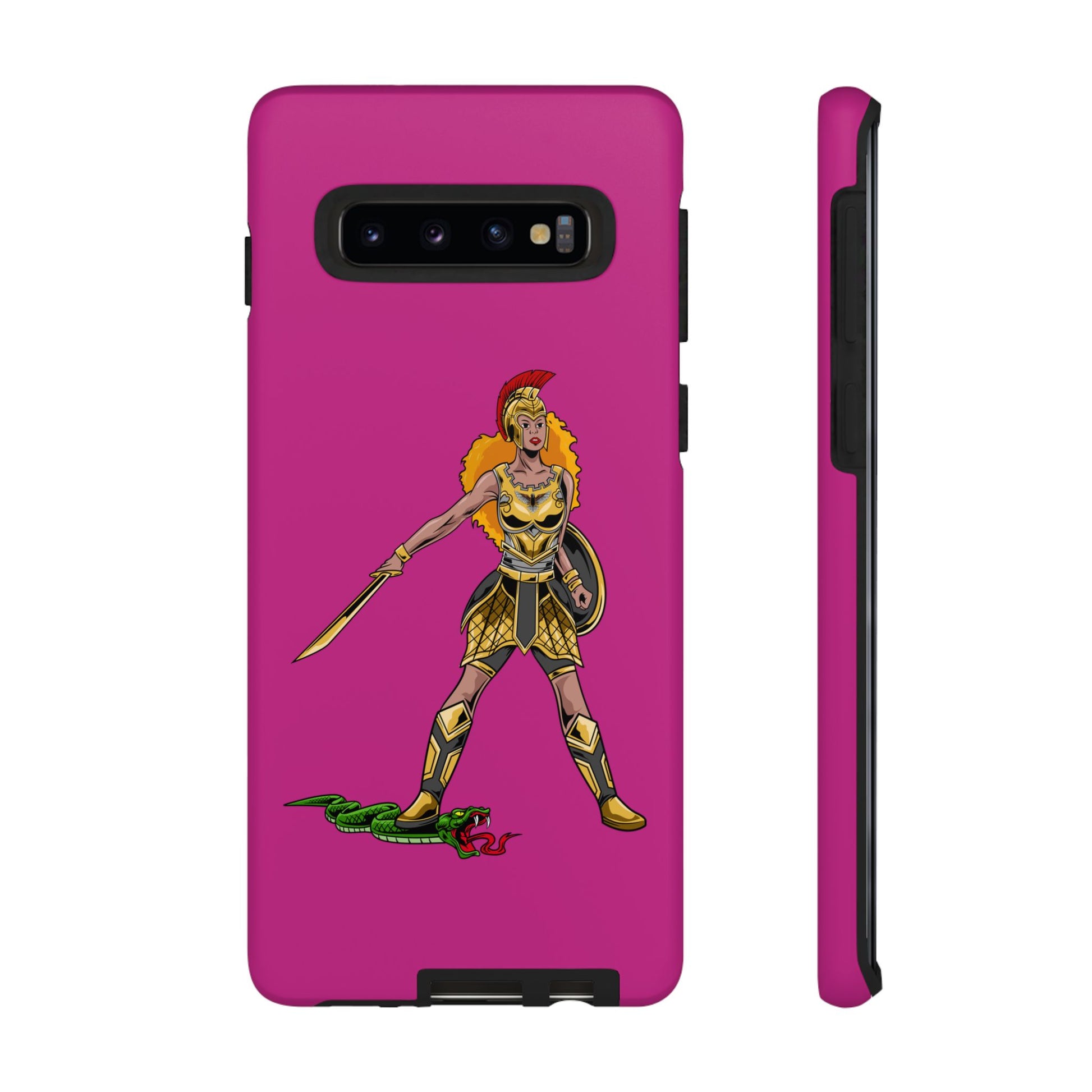 Pink The Woman of Faith phone case with Christian armor design – strength and beauty in Christ